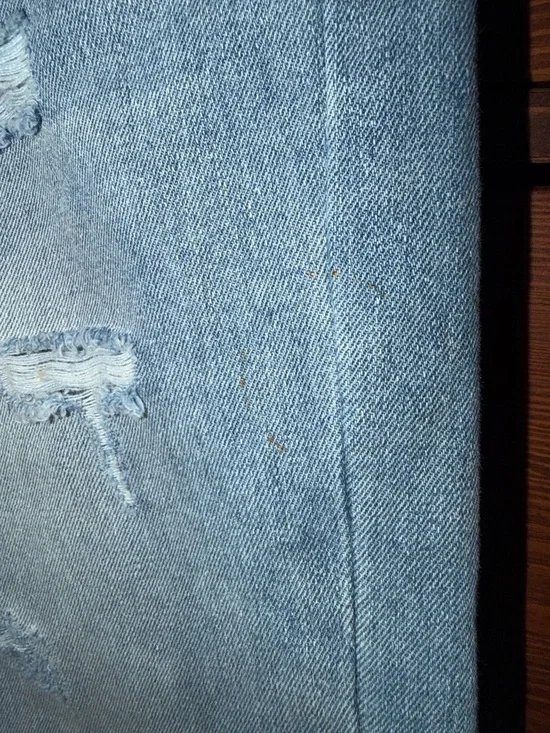 POL Distressed Denim Straight Leg Jeans with Crochet Trim & Black Side Strap - Picture 6 of 7